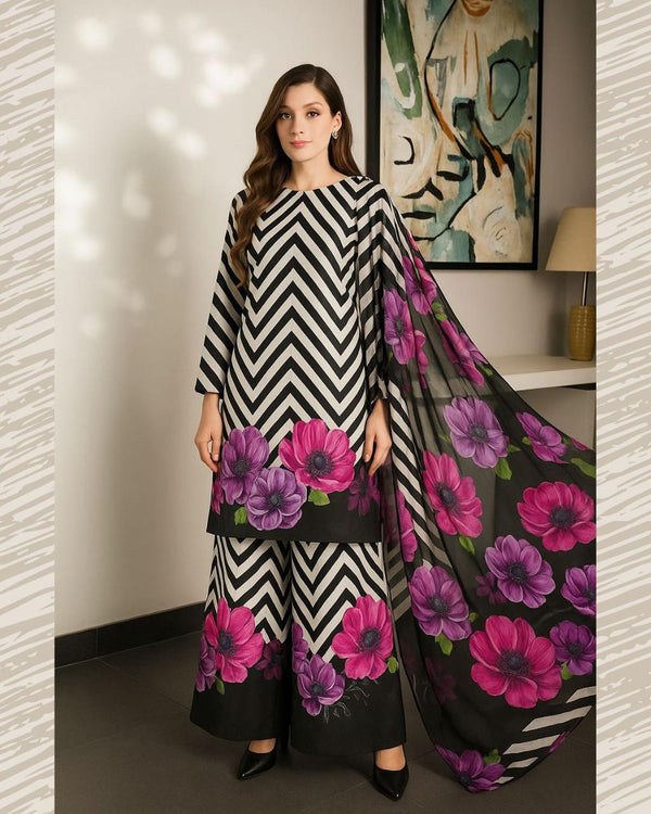 Shamoze Silk Digital Print 3Pcs Dress KS0825386B