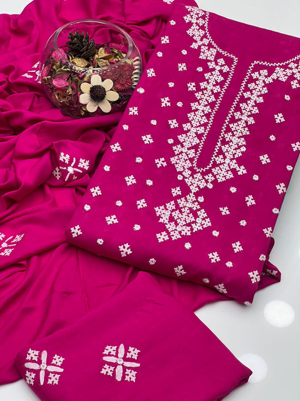 Soft Linen Sindhi Gala & Botti Work 3Pcs Dress KS0825388