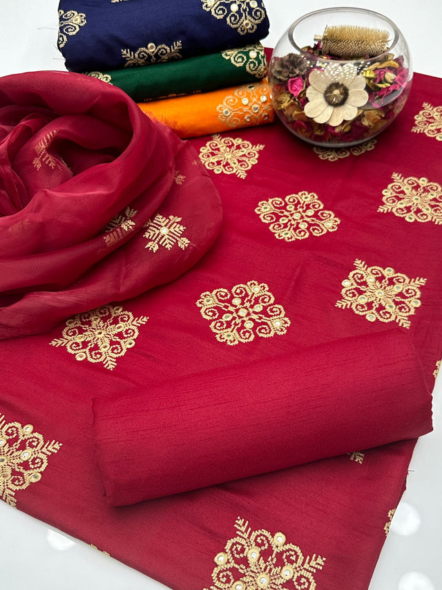 Indian Raw Silk Cross Stitch With 9mm Embroided KS0923390