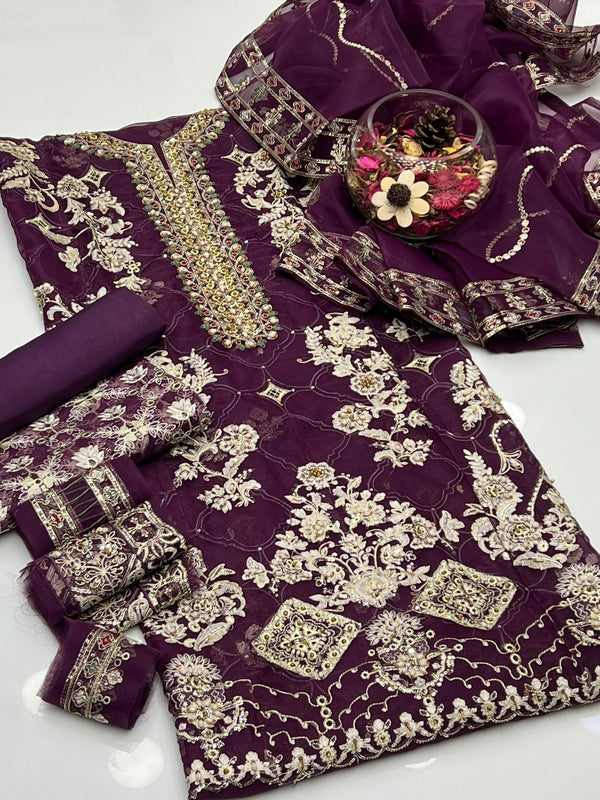 Organza Embroidery With Exclusive Handwork 3 Pcs Dress KS0925401