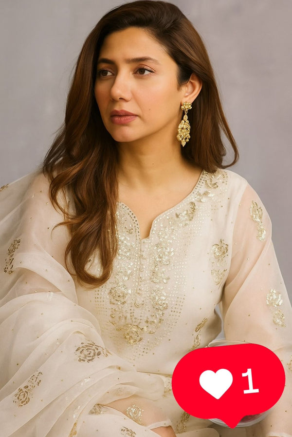 Pure Indian Organza With Indian Mukesh Work 2 Pcs Dress KS0925406
