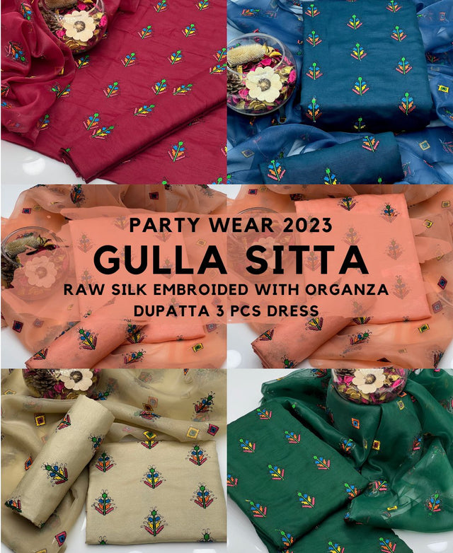 Indian Raw Silk Gulla Sitta Embroided KS1023417