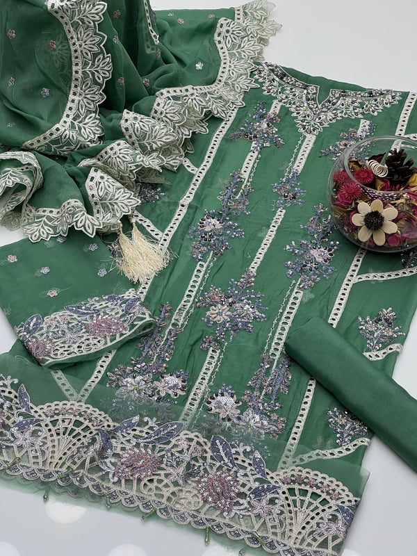 Exclusive Chiffon Pani Kari & Boring Embroidery Fancy Handwork 3Pcs Dress KS0925423