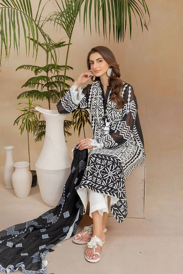 Shamoze Silk Digital Print Front Mirror Beats Work 3Pcs Dress KS0925431