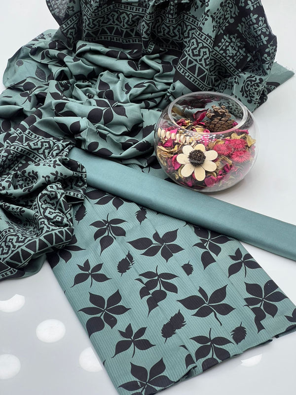 Linen Floral Table Print 3Pcs Dress KS0925432