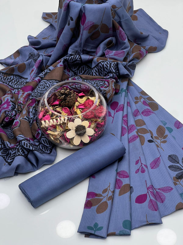 Linen Floral Table Print 3Pcs Dress KS0925433