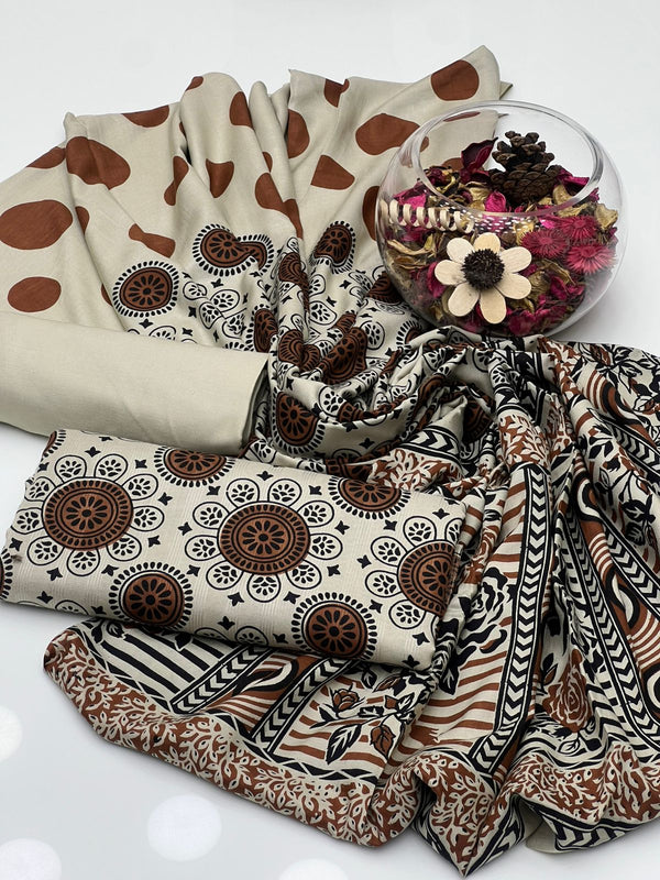 Linen Floral Table Print 3Pcs Dress KS0925434