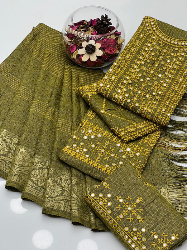 Ayudia Karandi Embroidery Gala Border 3pcs Dress KS0925438