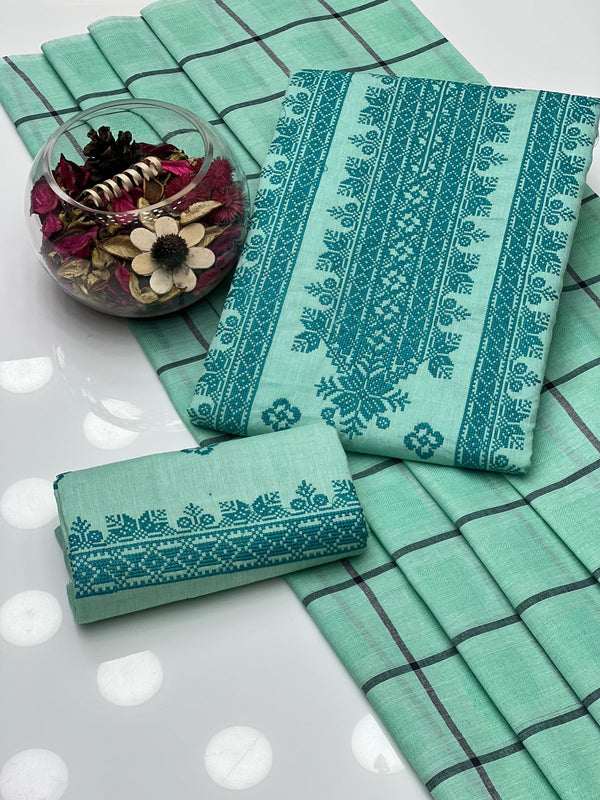 Cotton Khaddar Cross-Stitch Gala Border Embroidery 3Pcs Dress KS1025464