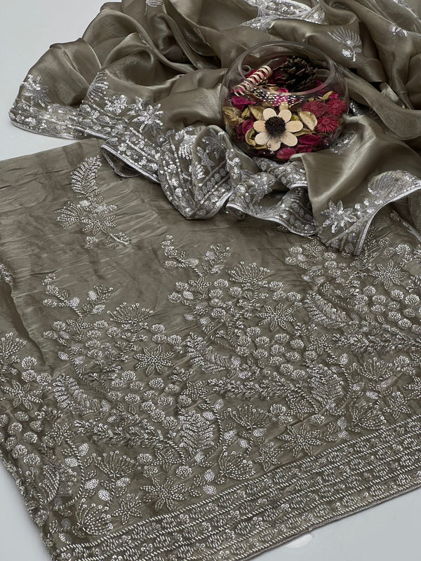Sheesha Silk Fancy Sequence Pearls Mooti Beats Heavy Work 2Pcs Dress KS1025476
