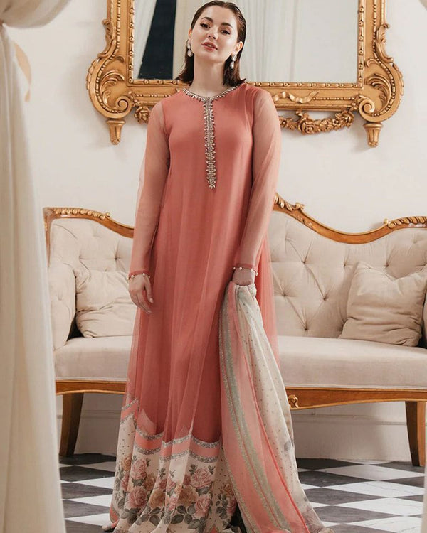 Shamoze Silk Fancy Neck Work & Digital Print 3Pcs Dress KS102549
