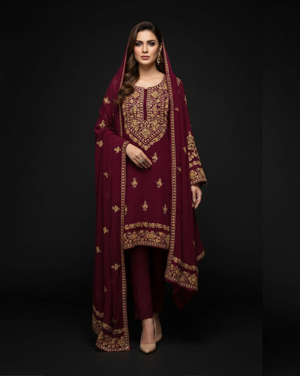 Korean Georgette HandMade Embroidered Pola Paka Tanka With Original Mirror Work 2 Pcs Dress 1025502