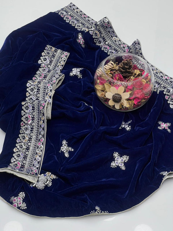 Velvet Micro 9000 2 Sided Matha Patti & Botti Embroidery Shawl KS1025504