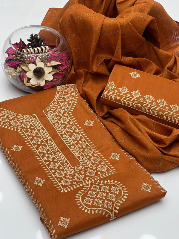 Bana Dora Dhanak Fabric Gala Border 3pcs Dress KS1025531