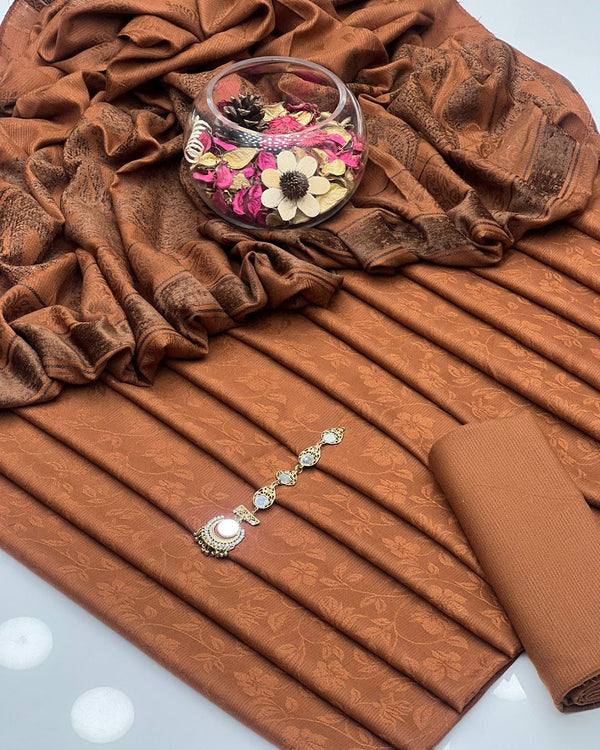 Leather Peach Simple 3Pcs Dress KS1125564