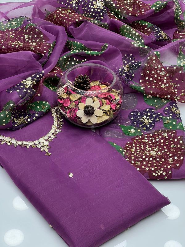 Organza Shirt With LCD Gala Handwork Zaari Beads Work 2 Pc Dress KS1125566