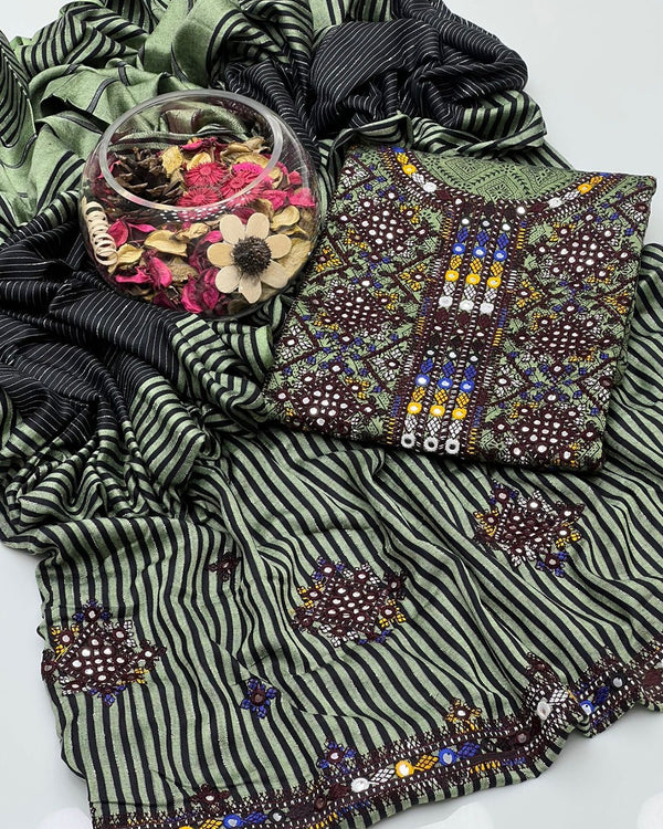 Sussi Linen Balouchi Gala Border Embroidery 3 Pcs Dress KS1125578