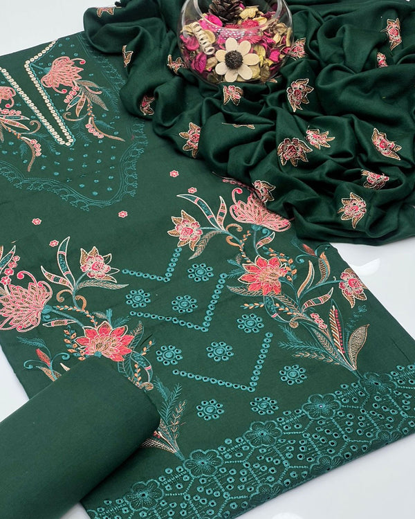 Pashmina Wool Embroided With Boring Work 3Pcs Dress KS1125581