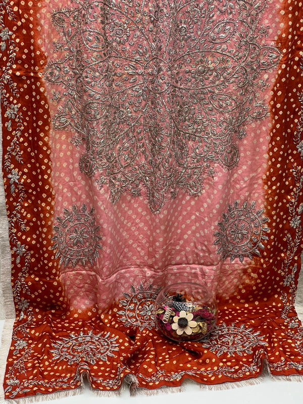 Pure Medium Silk chunnri With Heavy Work Gotta Work Dupatta KS1125593