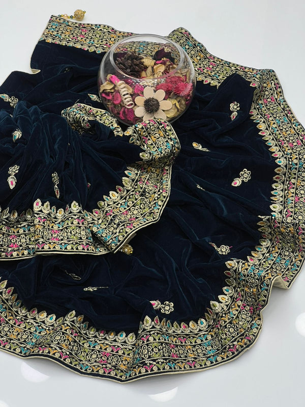 Velvet Micro 9000 2 Sided Matha Patti & Botti Embroidery Shawl KS1125595