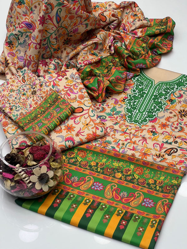 Self Pashmina قلم کار Digital Print 3PC Dress KS1225618