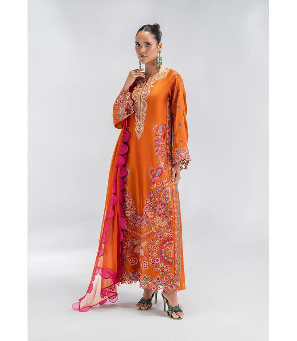 Shamoze Silk Gala Border & Simple 2 Tone Tye N Dye KS01325149C
