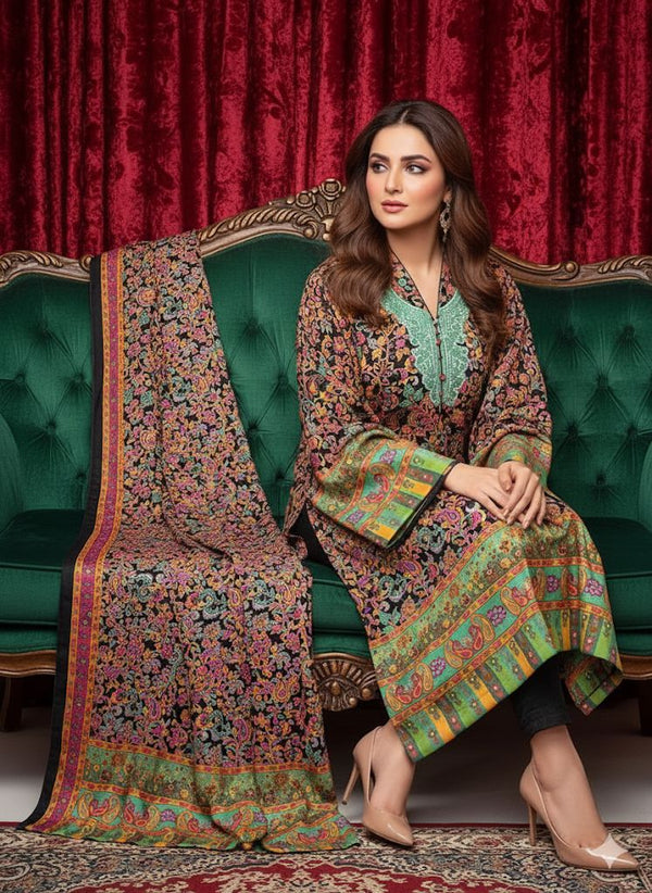 Self Pashmina قلم کار Digital Print 3PC Dress KS1225620