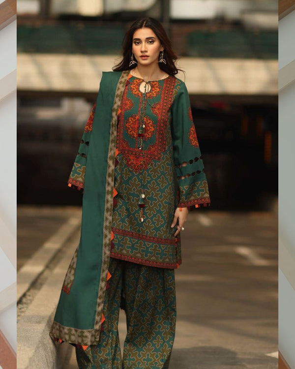 Soft Slub Karandi Print 3 PC Dress KS1125573