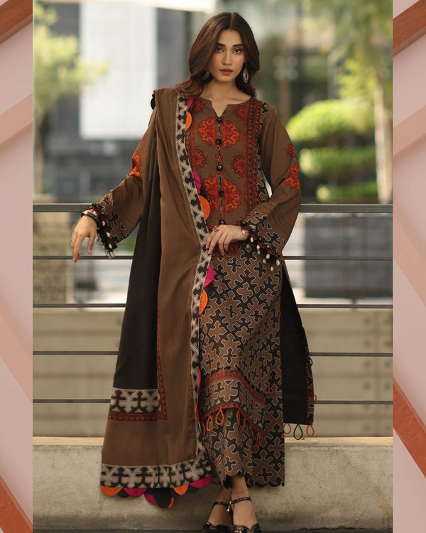 Soft Slub Karandi Print 3 PC Dress KS1125572