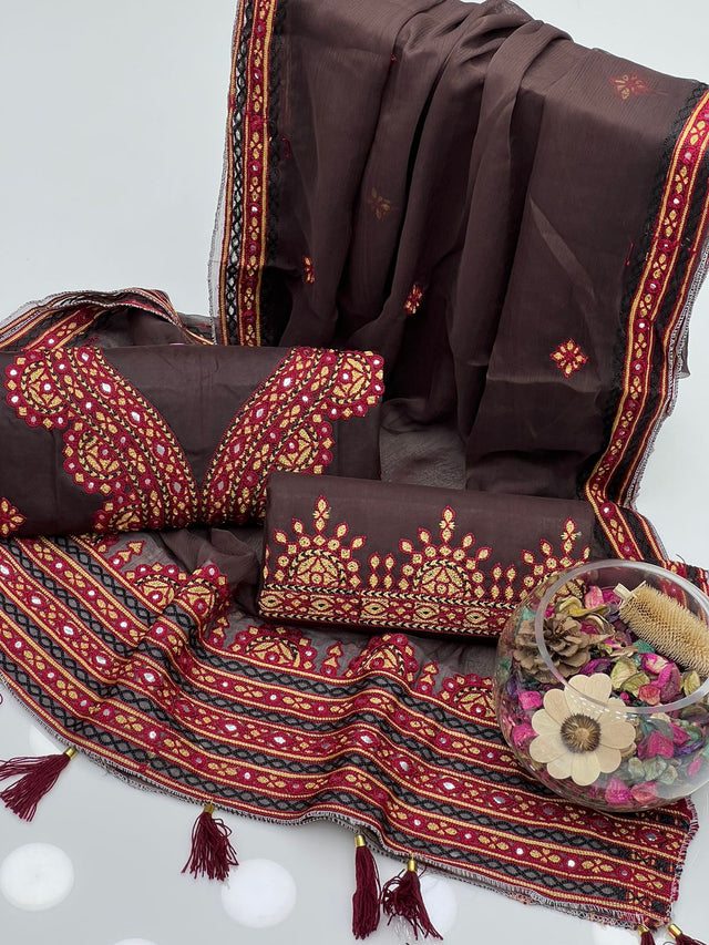 Soft Cotton Sindhi Aari Sitara Embroidery Gala Border KS0323113